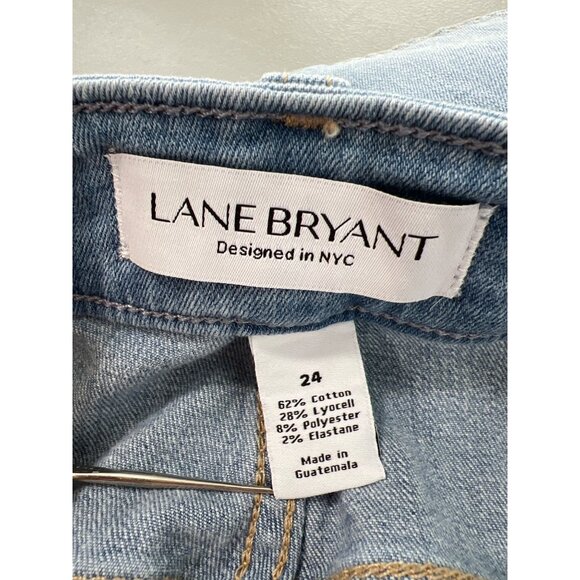 Lane Bryant Embroidered Embellished Girlfriend Crop Jean Size 24 Blue Light Wash - Picture 8 of 9